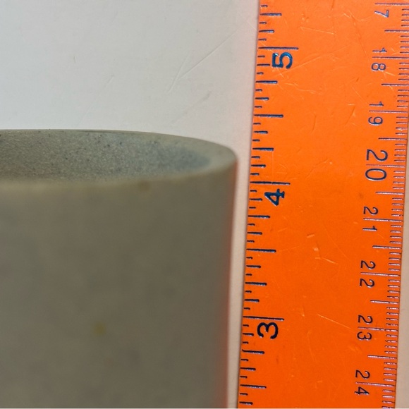 Bathroom Tumbler Glass (like stoneware) 4” Tall Sage/Gray says RINSE Like New - Picture 3 of 7